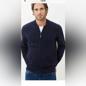 BRAX Full Zip Sweater Joshua Style Blue Men’s 52 XLarge $198 Knitted Sweat (b14)